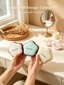 10/3/2/1pc Luxury Style Plastic Five‑Petal Flower Shaped Travel Puff Box With Built‑In Mirror & Flip‑Top Lid Detail,Portable Makeup Puff Storage For Travel Touch‑Up, Cosmetic Puff Holder Case,Suitable For Daily Commute, Vacation, Outdoor Makeup - Multicolor - View 4