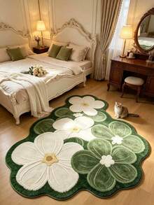 1 pieza Alfombra de sala de estar con patrón floral fresco, alfombra engrosada, alfombra gruesa, alfombra de felpa, alfombra de otoño/invierno, alfombra engrosada, alfombra de sala de estar, alfombra, alfombra de área de sala de estar, alfombra de área pequeña, tapete, decoración del hogar, alfombra grande de sala de estar, alfombra redonda, decoración del hogar de sala de estar, decoración de habitación, alfombra lavable - Multicolor - Ver 1