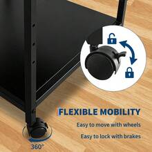 Techigher 2-Tier Printer Stand With Height Adjustable Shelf, Under Desk Rolling Printer Table With Lockable Wheels For Home Office Storage - Multicolor - View 6