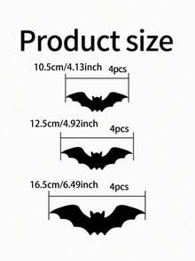 3D Bat Wall Sticker Set, Halloween Party Indoor Wall, Door And Window Decoration, Realistic Black Bat Haunted House Scary Scene Decor Props - Multicolor - View 11