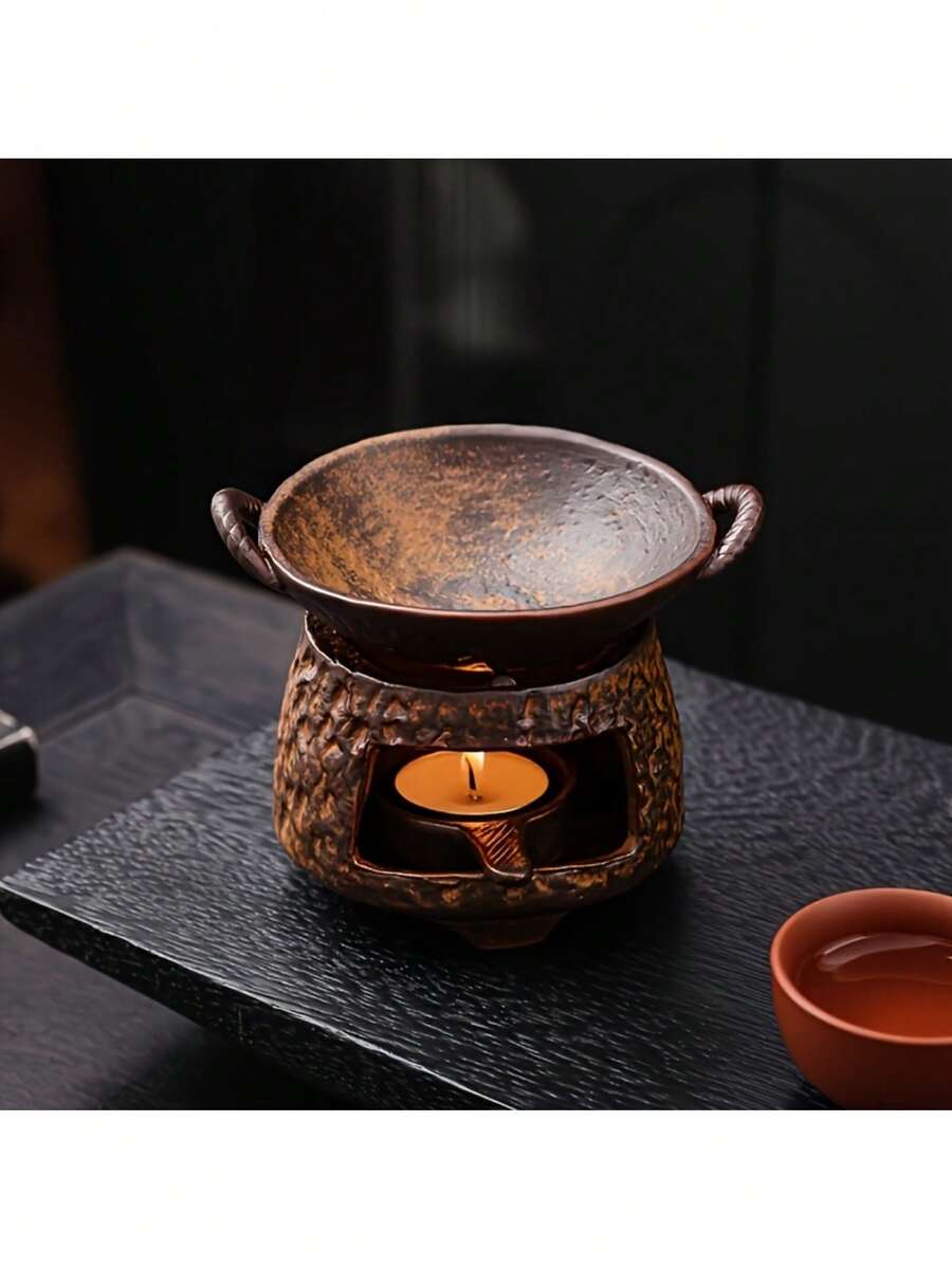 Máy khuếch tán tinh dầu gốm phong cách vintage, bếp rang trà, đèn đốt tinh dầu cho gia đình trong nhà dạng bếp nhỏ, tăng hương cho bột hương và trà (không bao gồm nến)