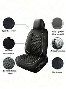 Fundas universales para asientos de coche de PU, acolchadas con diamantes antideslizantes, juego de 5 asientos o delantero, accesorios de protección interior de fácil instalación para sedanes, SUVs y camiones - A - Ver 6