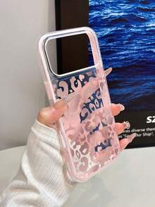 1pc Pink Frame Transparent Minimalist Lens Protection Anti-Drop Anti-Collision Gradient Leopard Print Phone Case, Personalized Compatible With Iphone 16 Pro Max, 17/16/15/14/13/12/11, Air, And Series - Multicolor - View 2