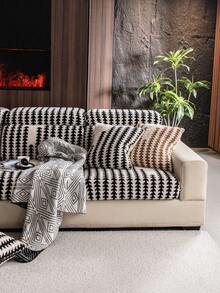 1 pièce Housse de canapé en velours de coton doux Automne/Hiver, enveloppe élastique extensible, housse de canapé confortable et chaude toute saison, style minimaliste Ins, adaptée aux animaux de compagnie, lavable en machine, convient aux canapés en L 1/2/3/4 places dans le salon, la chambre, le bureau - Noir - Voir 7