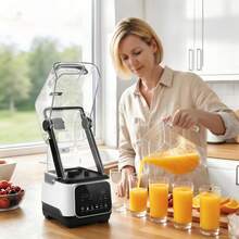 Blender, 68 Oz Professional Countertop Blenders With Shield, 1400W 26000RPM Kitchen Food Processor Combo, Self-Cleaning, Speed Adjustable, 6 Preset Menu For Smoothies, Ice Crushing, Puree, White - White - View 10