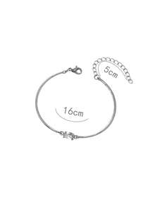 Women's Oval Zirconia Curved Tube Bracelet - Silver - View 5
