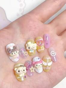 1pc Vintage Cartoon Cute Pet Bear Glasses Frame 3D Nail Art Silicone Mold - Clear - View 7