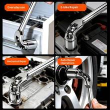 DAIEN Chrome Vanadium Steel Thickened L-Shaped Perforated Socket Wrench, Mirror Plated Dual-Head Straight And Bent Integrated, Long Bolt Unlimited Rod Length Automotive Repair Machine Maintenance Equipment Installation Special Wrench - 1 Pc - View 5