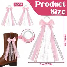 2 قطعة فيونكات بوت غربية وردية، مشابك فيونكات بوت كاوبوي، إكسسوارات DIY نسائية للزفاف والديكور - متعدد الألوان - مشاهدة 11