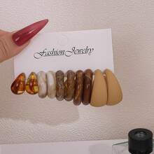 European And American New Fashion Personalized Multi-Color Resin C-Shaped Earrings Set For Women With Double Ear Piercings, Hot - Earring Set - View 10