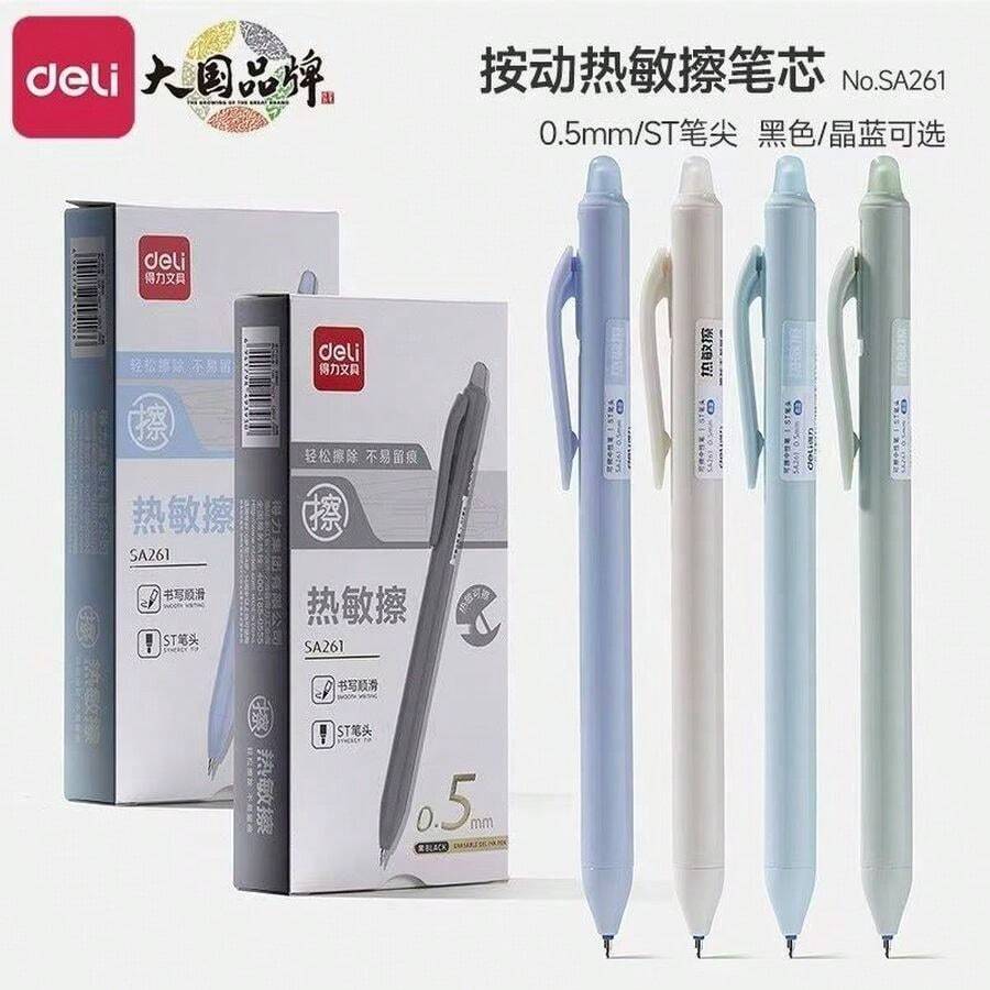 Pulpen Delico yang Dapat Ditarik dan Dihapus, Desain Minimalis, Cocok untuk Ujian Siswa, Pulpen Tinta Hitam Biru Kristal 0,5mm, Grosir Alat Tulis - SA261 Kristal Biru yang Dapat Dihapus [Satu Botol] - View 1