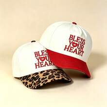 1pc BLESS YOUR HEART Letter Heart Embroidered Baseball Cap Leopard Print/Solid Brim Adjustable Casual Sun Hat Women Outdoor Cap - Multicolor - View 5