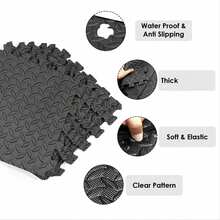10pcs High Density EVA Foam Interlocking Sports Mat Set, Black - Durable Heavy Duty Gymnastics Fitness Floor Mat, Suitable For Home Fitness, Yoga And Physical Training - Multicolor - View 5