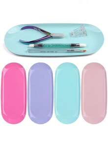 1pc Square Oval Nail Accessory Storage Tray, Nail Decoration Display Tray - Multicolor - View 3