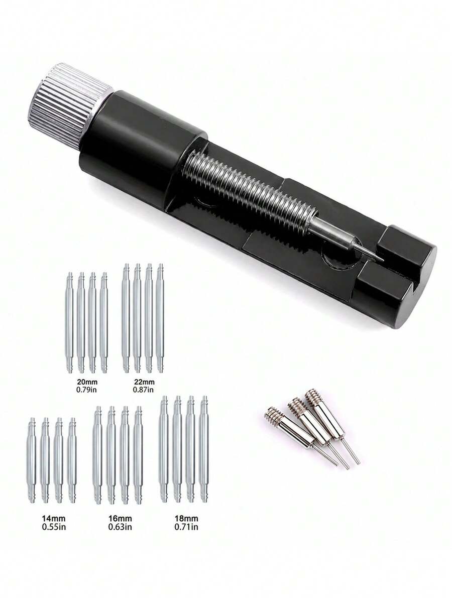 24pcs Watch Band Repair Tool Set, Watch Band & Pin Remover, Watch Band Accessories, Watch Parts, Watch Band Link Remover, Smart Watch Band Size Adjustment Tool, Watch Band Size Adjustment Set With Extra Spring Bars, Watch Repair Tools For Watch Band Adjustment & Replacement, Practical Handheld Watch Tools, Suitable For Watch Band Length Adjustment, Convenient Home Watch Repair Accessories, Suitable For Watch Enthusiasts & Watch Repair Beginners, Suitable For Daily Watch Maintenance & Watch Band Replacement - Black - View 1