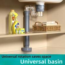 New Anti-Odor Easy Installation Drain Pipe For Home, Rotating Under-Sink Basin Modern Minimalist Odor-Prevention Device, Universal Rotating Drain Pipe - Multicolor - View 5