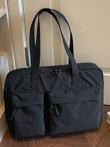 Tas Laptop Komuter 13 Inci Kapasitas Besar dari Nilon, Kain Nilon Ringan, Kompartemen Laptop Internal, Muat Laptop 13 Inci dan Buku/Dokumen. Dua Kantong Resleting Depan untuk Penyimpanan Praktis Ponsel, Tempat Kartu, Barang Kecil, Kompartemen Utama dengan Penutup Resleting Ganda, Penyimpanan Terorganisir, Cocok untuk Perjalanan Harian Pekerja Kantoran, Kelas Mahasiswa, Perjalanan Singkat, Tas Laptop Bahu Tunggal Multifungsi Kasual. - Hitam - View 7