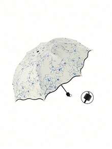 1pc Black Vinyl UV Protection Sun & Rain Dual-Use Umbrella, Niche Cute Fresh Foldable Manual INS Umbrella, Multi-Functional Photography-Friendly Umbrella With Waterproof Storage Bag - Multicolor - View 13