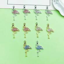 5/10pcs Rhinestone Flamingo Charms Alloy Crystal Flamingo Bird Pendant For DIY Bracelet Necklace Earring Tropical Jewelry Making Findings - Multicolor - View 1