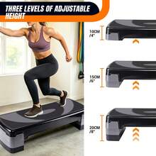 Vandise Aerobic Step Platform 3-Level Adjustable Stepper, Non-Slip Fitness Step Board For Home Gym Cardio Workout & Strength Training, Heavy-Duty Exercise Stepper Bench With Stackable Risers, Portable Balance & Toning Equipment For Men Women - Black - View 3
