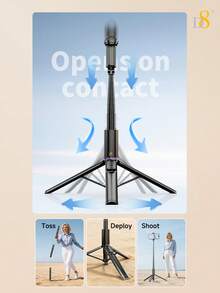 D8 1-Second Pop-Up Selfie Stick Tripod, 360° Rotating Phone Tripod Stand With Detachable Remote Control, Reinforced Bone Structure For Stable Support, Freely Expandable On Ground, Portable Pocket-Sized Selfie Monopod, Suitable For Travel Vlog Outdoor Live Streaming, Compatible With IPhone And Android Smartphones, Anti-Shake Phone Photography Stand, Suitable For Selfies, Group Photos, Video Recording - one-size - View 5