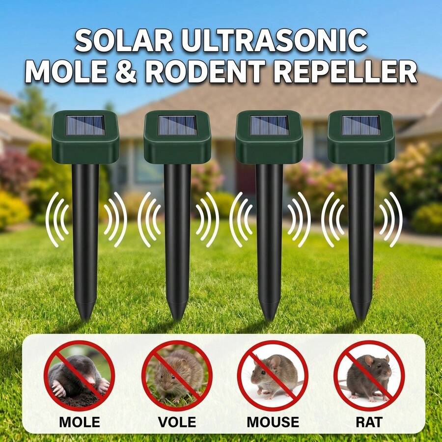 2 buah Pengusir Hewan Ultrasonik Bertenaga Surya IP44 dengan Sensor Gerak - Cocok untuk Kucing, Anjing, Tupai, Rakun, Rusa, Ular, Tikus Tanah, Tikus Sawah, Tupai Tanah dan Lainnya - Perlindungan Taman, Halaman, Pengendalian Hama Halaman | Pengusir Bertenaga Surya | Tahan Lama, Pengusir Hewan Bertenaga Surya dengan Teknologi Ultrasonik - Beraneka warna - View 1