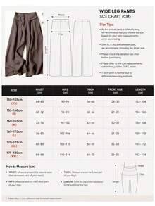 Women's Solid Color Casual Wide Leg Pants With Front Pocket Decor, Back To School, Commuter Style, Autumn - Coffee Brown - View 6