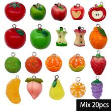 18/20pcs Transparent Acrylic Fruit Charms Iridescent Cherry Peach Pear Grape Apple Pendant For DIY Bracelet Necklace Earring Jewelry Making Findings - Multicolor - View 13