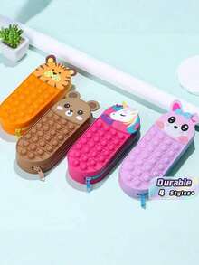 Rabbit Shaped Pencil Case, Pressable Bubble Silicone Pencil Case With Zipper, Large Capacity School Stationery Bag, Suitable For Classroom Pens And Small Stationery, Perfect For Student Back To School Stationery Storage, Gift For Deskmates And Friends - Single Piece - View 4
