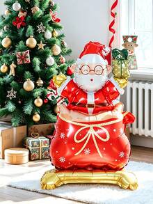 1/3件組聖誕立式鋁箔氣球套組，包含立式小聖誕樹、立式小雪人、立式小聖誕老人，適用於居家聖誕裝飾、商店櫥窗展示、聖誕派對、節日拍照背景 - 彩色 - 查看 6