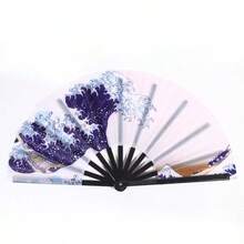 1pc Cute Cartoon Illustration Folding Fan, Large Size Fan Bone, Student Daily Portable Cooling Decorative Handheld Fan - Multicolor - View 3
