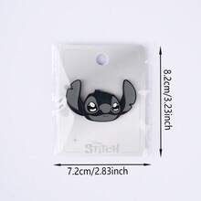 Monogram 1PC Disney Official Licensed Stitch Character Black White Cute Magnetic Brooch Metal Enamel Pin Badge For Backpack Denim Jacket Decor Holiday Gift - Dark Grey - View 8
