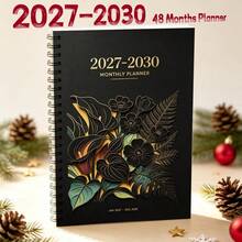 1PC A5 4-Year Monthly Planner 2027-2030 Water Lily Pond Floral Cover Design, Spiral Bound 48-Month Calendar Notebook With Monthly Tabs, Twin-Wire Premium Paper, Weekly & Monthly Organizer For Student Office School - A5 - View 5