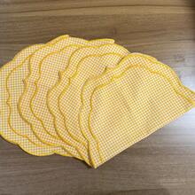 1/2/4pcs French Pastoral Ins Style Minimalist Gentle Yellow Plaid Asymmetric Embroidered Vintage Dining Napkin/Placemat/Tablecloth - Multicolor - View 16