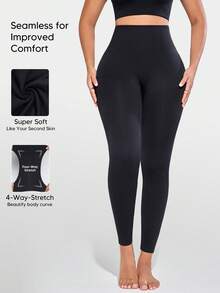 Women's Seamless High Waist Shaping Tights Black - Black - View 5