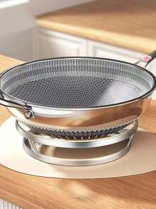 1 pieza Estante de acero inoxidable para ollas, Estante de almacenamiento para encimera de cocina, Estante multiusos para vapor, Alfombrilla aislante de calor para ollas, Organizador de utensilios de cocina y tapas de ollas - Ver 4