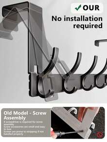 Over-The-Door Hook Heavy Duty Door Hanger Rack For Coats, Bathrobes, Hats, Clothes, Towels Bathroom Storage No-Drill Towel Rack Coat Rack - White - View 6