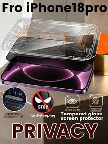 Applicable To Apple 18 Pro Max Tempered Glass Film 18 Pro New Dust-Free Storage Anti-Peeping Phone Screen Protector, One-Pull Application, Precise Alignment | Easy Application No Bubbles | Automatic Dust Removal, Transparent No Graying | Sensitive Touch | Daily Durable, 9H High Hardness | Rounded Edges | Drop And Scratch Resistant - Black - View 15