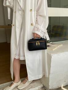 Bolso de mano tejido de moda para mujer, bolso bandolera, bolso de mano estilo europeo y americano para fiestas - Negro - Ver 3