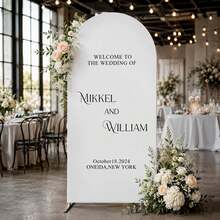 Custom Wedding Arch Fabric Decor Cover, Personalized Photo/Name/Date/Text, Double-Sided Polyester Elastic Backdrop, Party Decoration, Wedding Welcome Sign, Bridal Gift, No Power Required, Suitable For Wedding, Birthday, Party - Multicolor - View 8