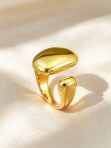 French Style Geometric Arc-Shaped Rings Suitable For Women's Daily Banquets, Parties, Ramadan, And Eid Al Fitr - Polished Raindrop Ring - View 6