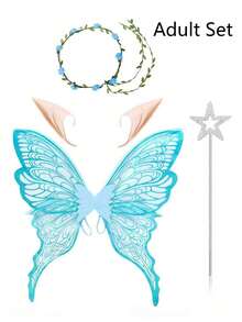 1pc/4pcs Adult Set Festival Fairy Butterfly Wings,Halloween Party Performance Props,Shiny Angel Wings For Wedding,Carnival Accessories,Elf Garland,Ear - Multicolor - View 9