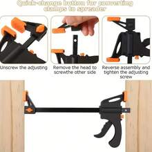 2PCS F Clamp Set, 4 Inch Quick-Release Ratchet Bar Clamps, One-Hand Operation Heavy Duty Woodworking Clamps With Non-Slip Pads, Convertible To Spreader, For DIY Projects, Home Repair & Woodworking - F-clip 2-piece Set - View 8