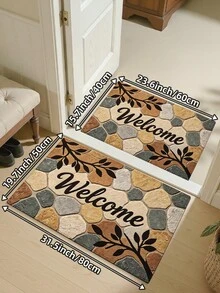 1pc Outdoor Floor Mat, Pebble Branch Leaf Welcome Mat, Long Strip Rug, TPR Backing Non-Slip Mat, Suitable For Bathroom, Indoor, Hallway, Bedroom, Living Room, Bedside, Machine Washable Easy To Clean Entryway Mat Home Decor - Multicolor - View 14