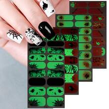 New Halloween Glow-In-The-Dark Nail Polish Film Nail Stickers Spider Web Ghost Dark European & American Style Nail Art Decals - Multicolor - View 2