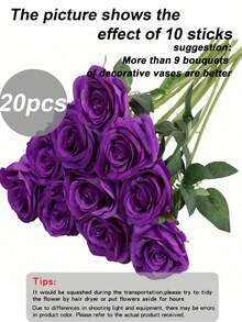 1/5/9/12/20/40pcs Deep Purple 20 Inch Artificial Roses, High Quality Faux Roses, Suitable For Home Decor, Room Decor, Table Decor, Wedding Decor, Bridal Bouquet, Wrist Corsage, Floral Arrangement. Suitable For Home, Restaurant, Bedroom, Vase Decoration. - Dark Purple - View 13