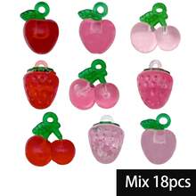 18/20pcs Transparent Acrylic Fruit Charms Iridescent Cherry Peach Pear Grape Apple Pendant For DIY Bracelet Necklace Earring Jewelry Making Findings - Multicolor - View 12