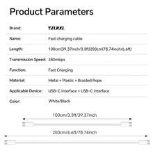 Kabel Pengisian Cepat USB-C ke USB-C 240W Tzlrxl, Jalinan Nilon 48 Untai, Chip E-Marker 3.0, Kompatibel dengan Laptop, Ponsel, dan Tablet, Paket 2 (3,3 kaki + 6,6 kaki) - Hitam - View 8