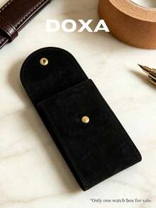 DOXA Classic Black Flannel Watch Storage Bag, Metal Snap Closed, Soft Lined Pocket Size Watch Case, Suitable For Business And Daily Carry - Black - View 6