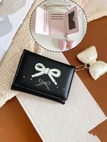 Macaron Color Palette And Bow Embellishments ,Pocket Small Women Wallet Mini Lightweight Minimalist Fashion Women Wallet Wallet Women,Back To School - A - View 7